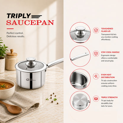 S.S Triply Saucepan with Glass Lid