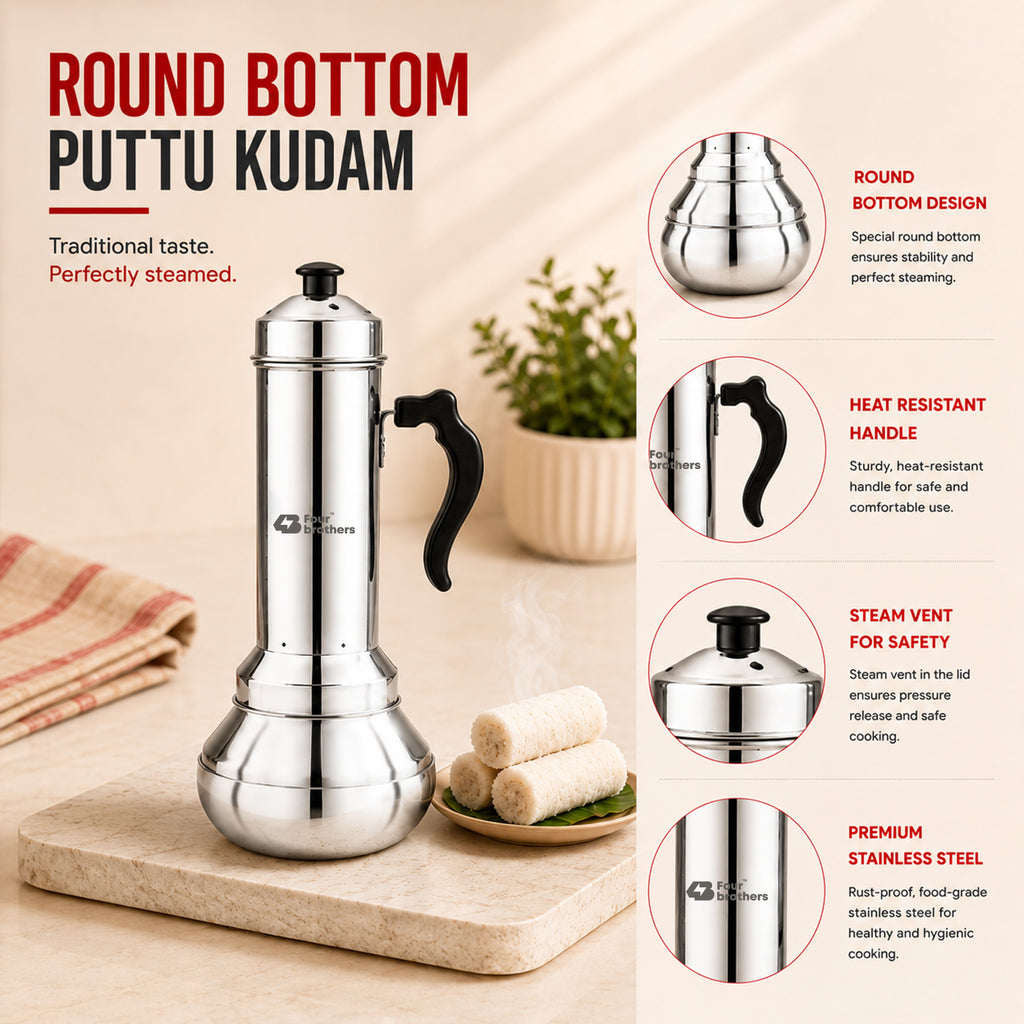 Puttu Kodam – Traditional Stainless Steel Puttu Maker