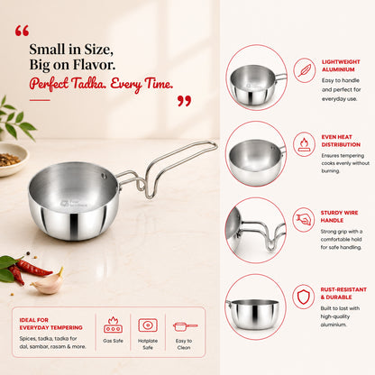 Vagaria Aluminium Tadka Pan -Light, Efficient & Indian Kitchen Ready