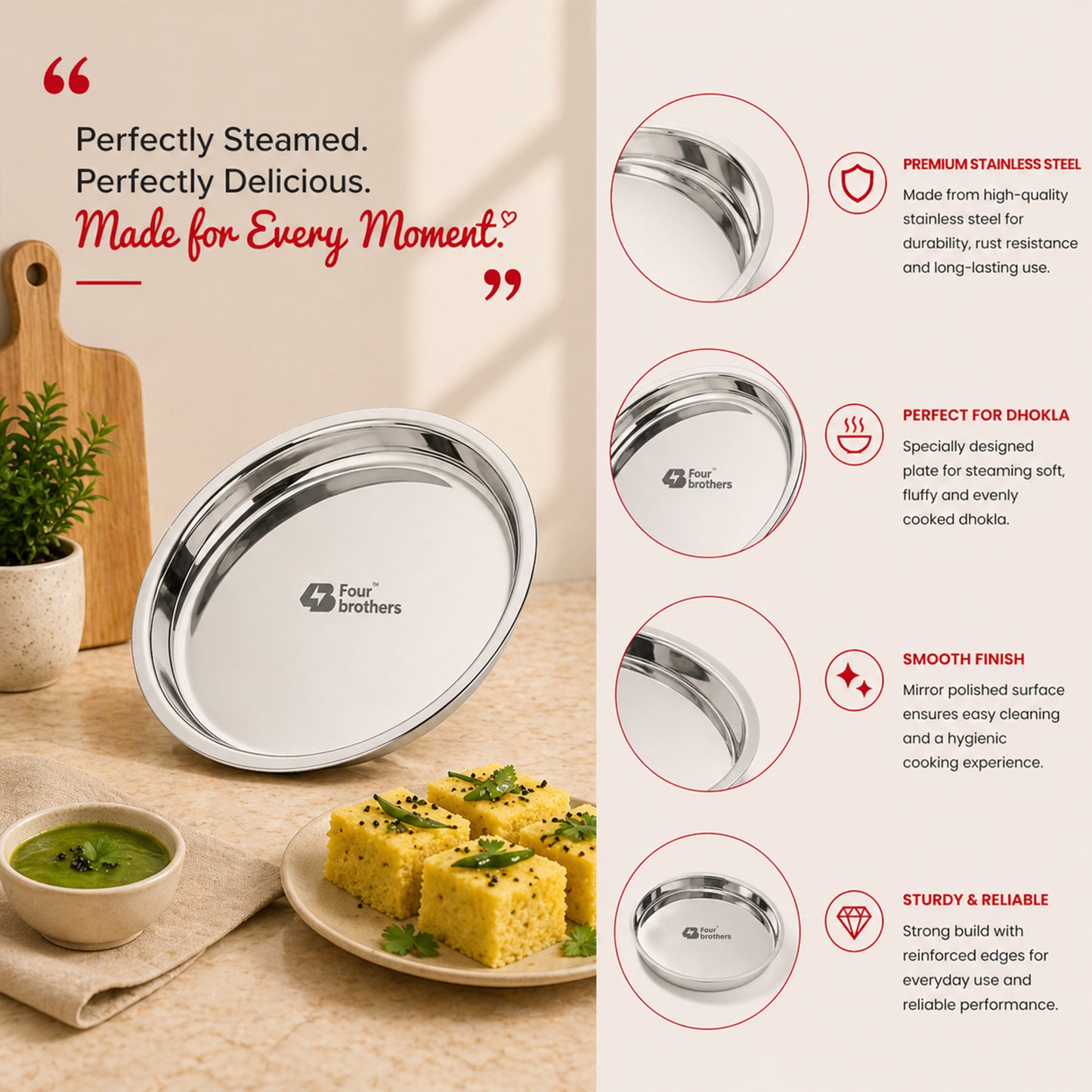Dhokla Plate | Thattu Idly Plate - Single Pc