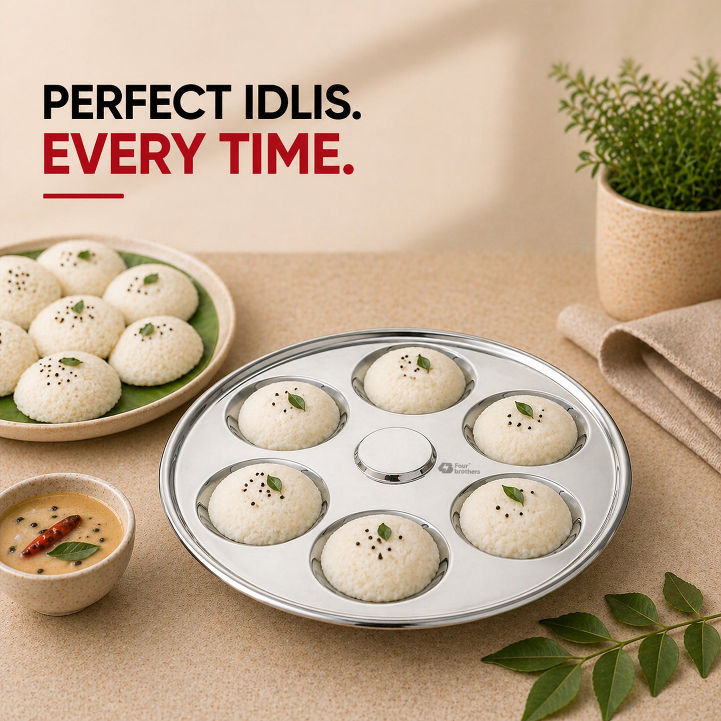 Stainless Steel Mini Idly Plate – 6 Idly Capacity