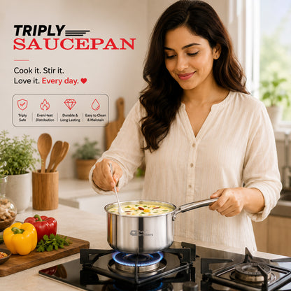 S.S Triply Saucepan with Glass Lid
