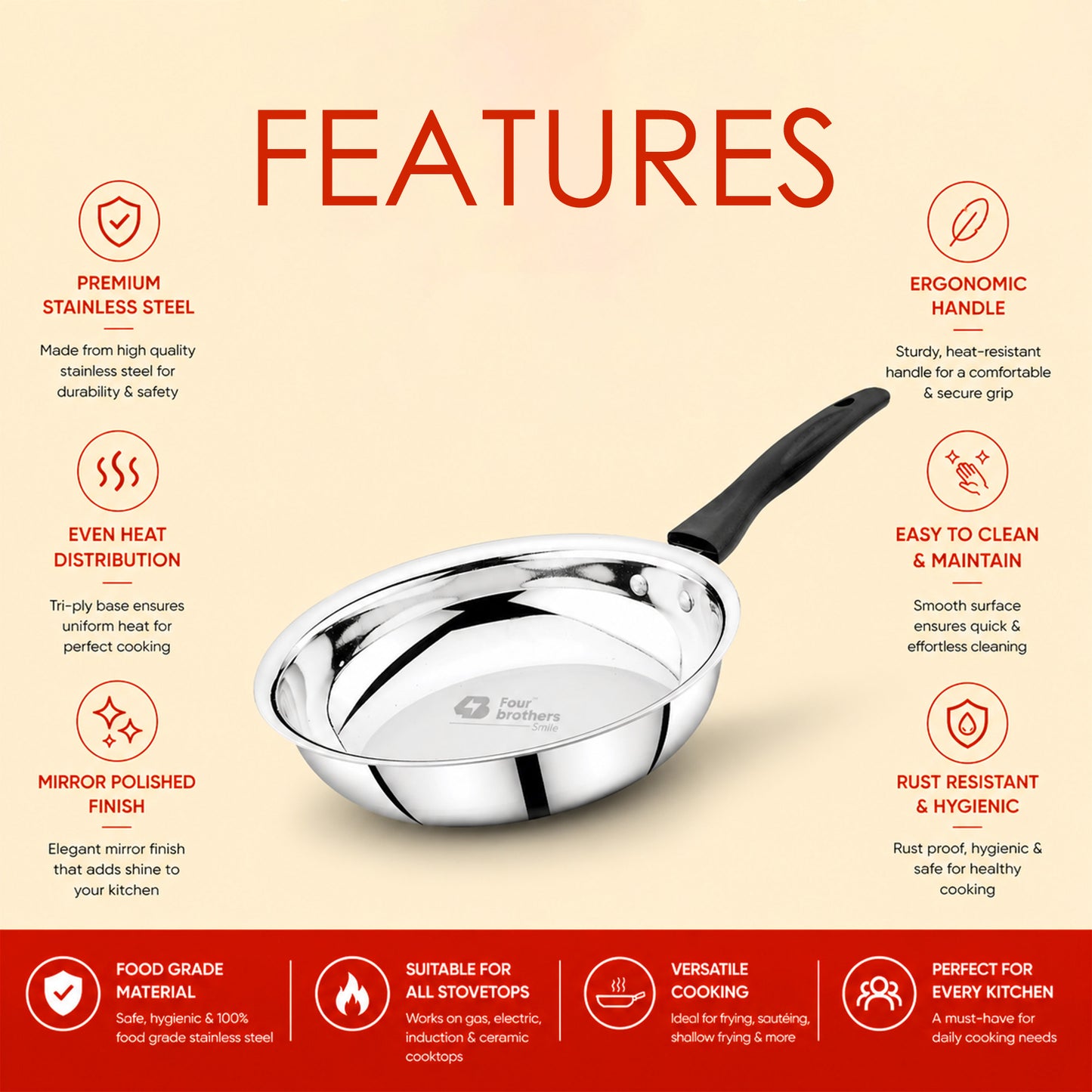 Four Brothers – Premium Stainless Steel Frypan
