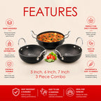 Hard Anodised Black Kadai 3Pcs Set