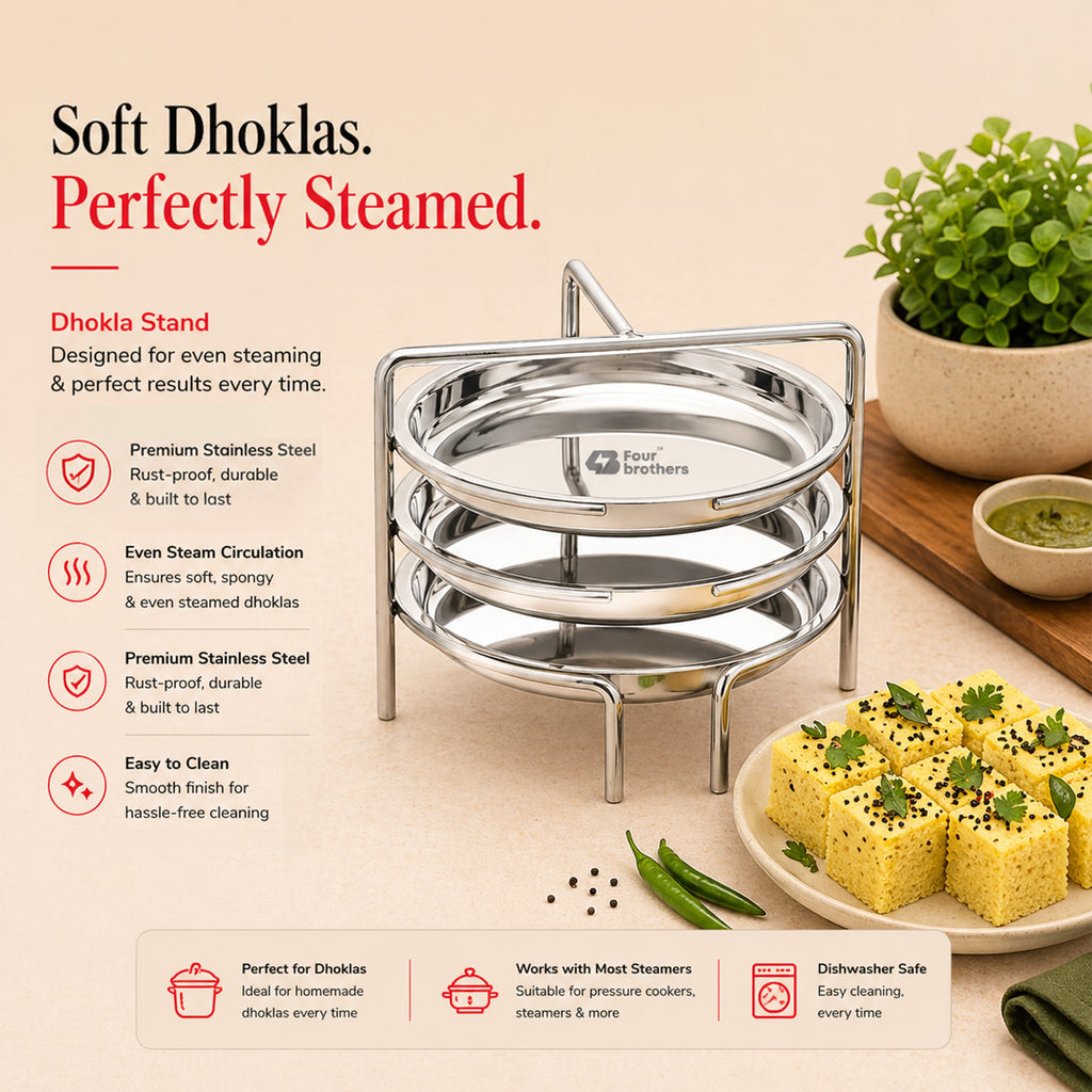 Dhokla Stand / Thattu Idly Stand – Stainless Steel Steamer Plate