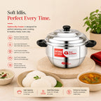 Four Brothers Optima Stainless Steel Idly Maker/Cooker | Induction & Gas Compatible