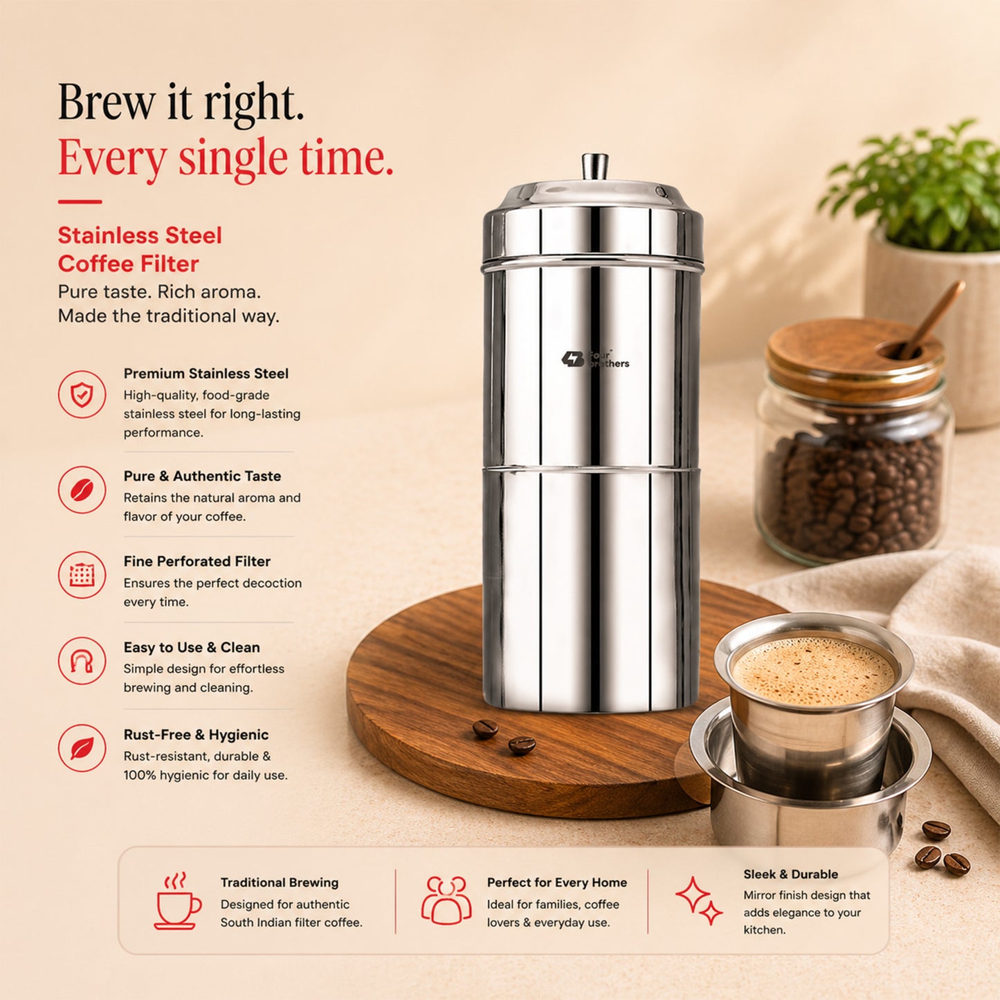 Stainless Steel Coffee Filter South Indian Style