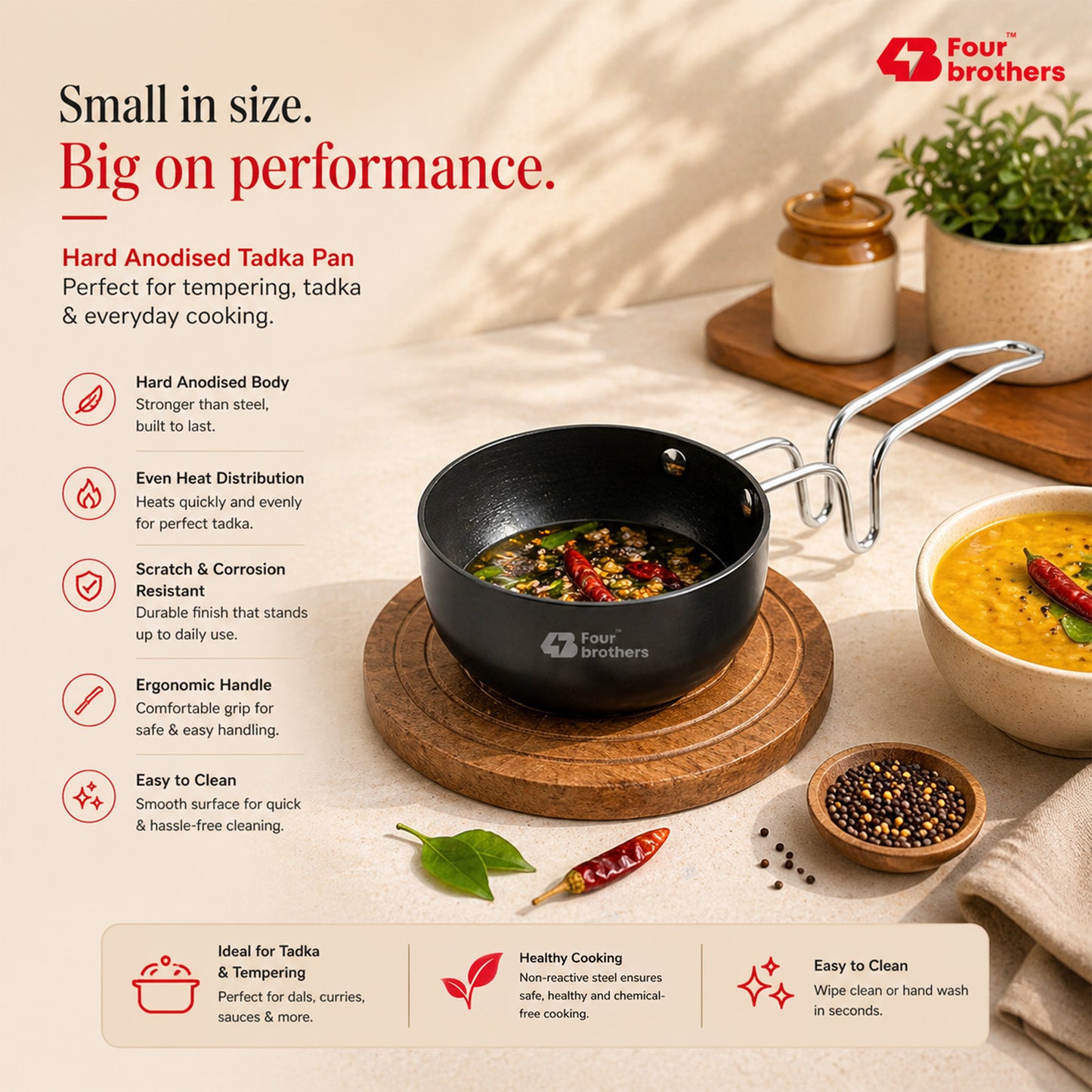 Vagaria Black Hard Anodised Tadka Pan