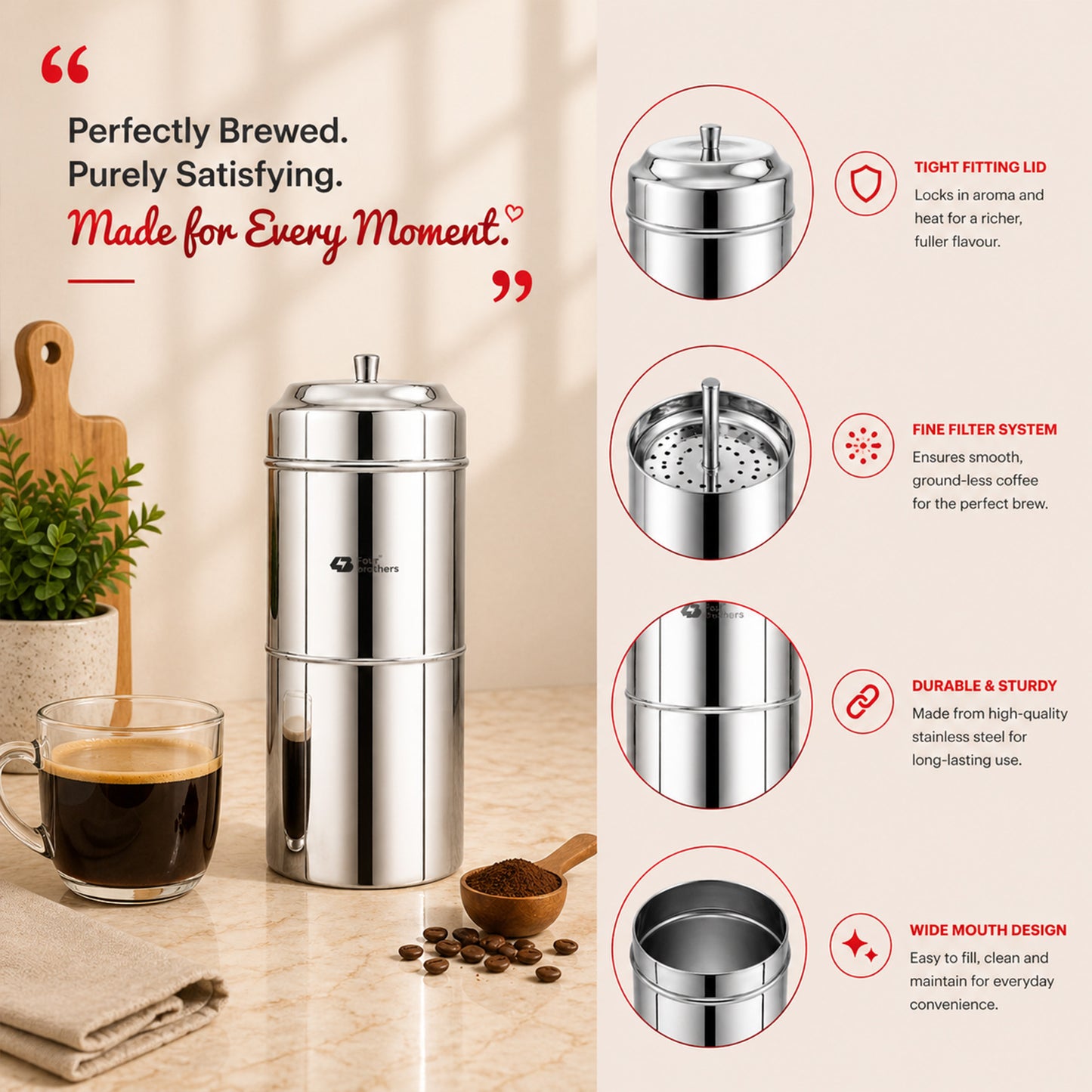 Stainless Steel Coffee Filter South Indian Style