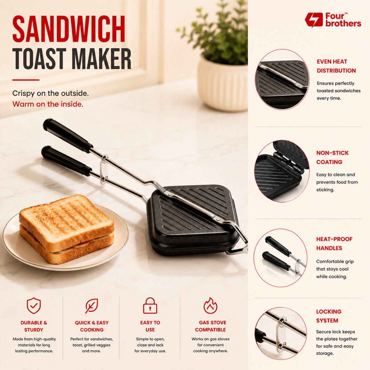 Sandwich Grill Toaster/Maker Non Stick