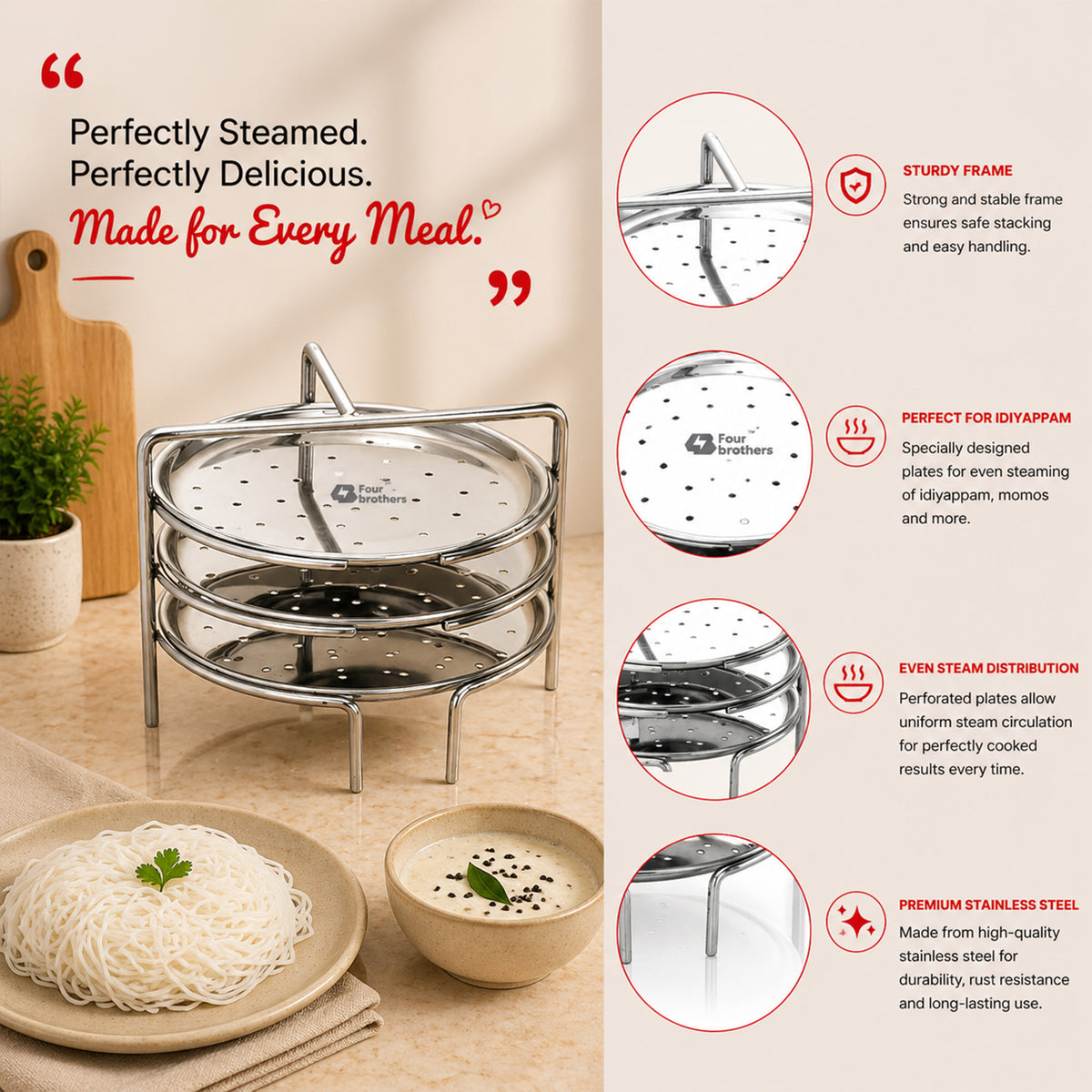 Idiyappam Stand – Stainless Steel Steamer Plate