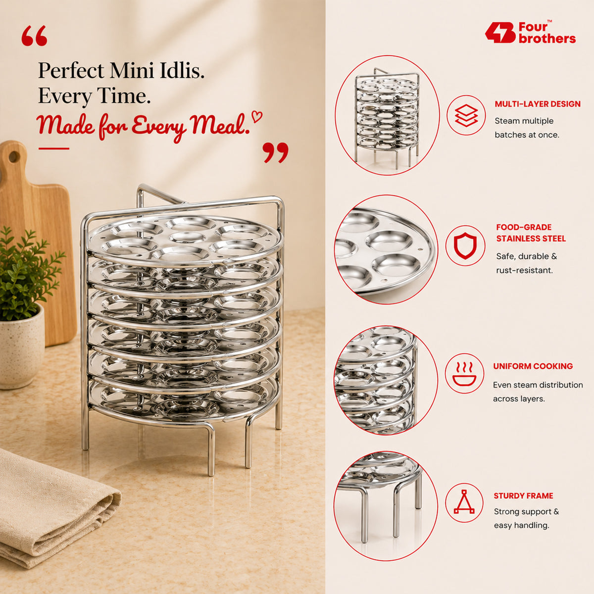 Mini Idly Stand – Stainless Steel Steamer Plate