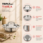 Four Brothers Triply Stainless Steel Tasla with Lid for Curries and Gravies
