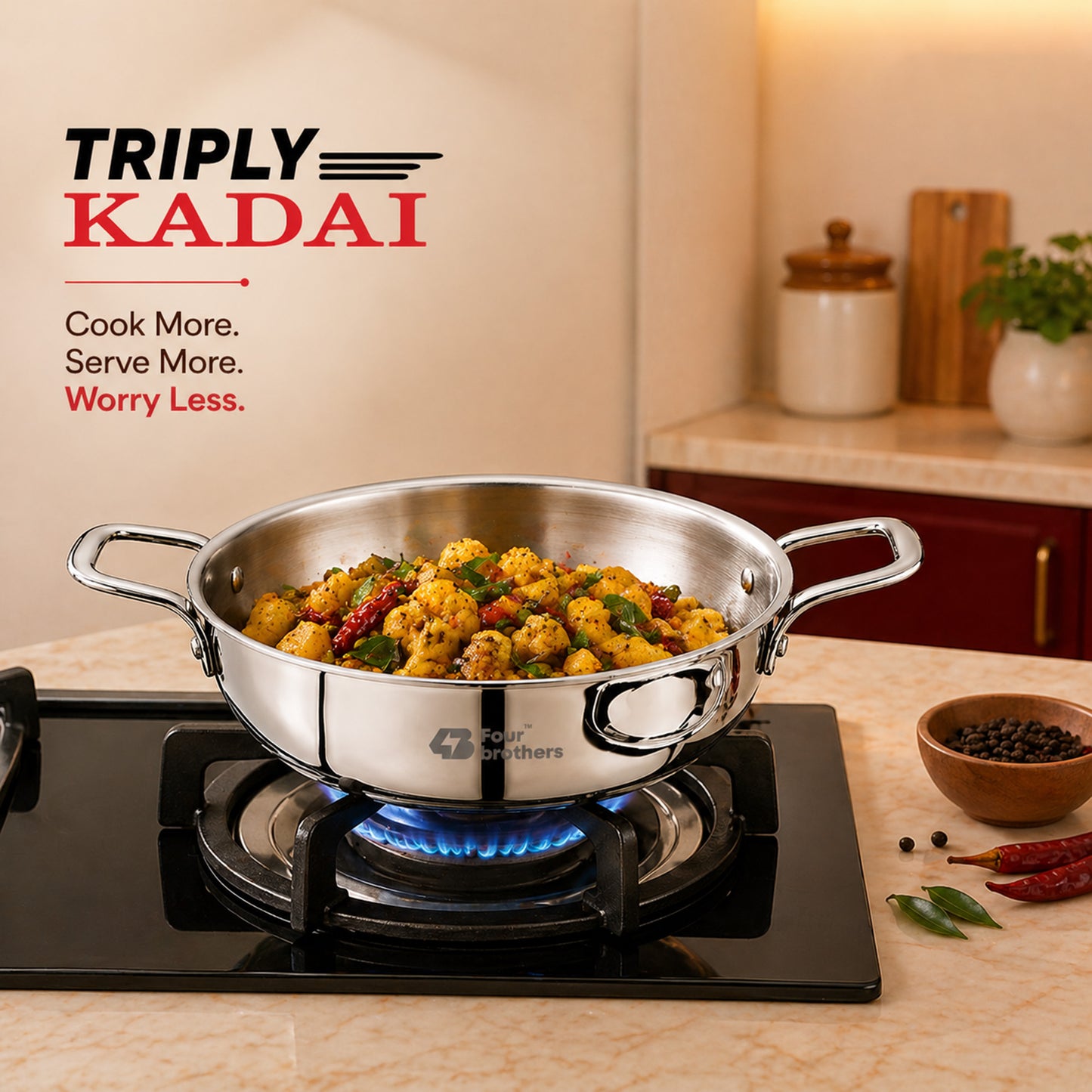 Four Brothers Triply Stainless Steel Tasla Induction and Gas Compatible