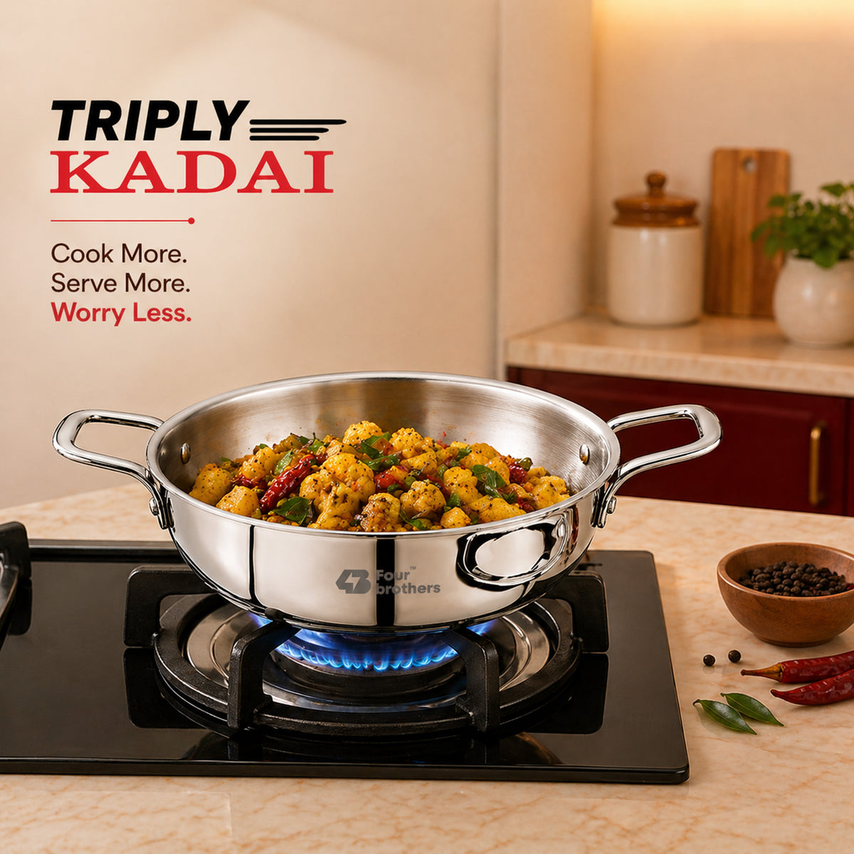 Four Brothers Triply Stainless Steel Tasla Induction and Gas Compatible