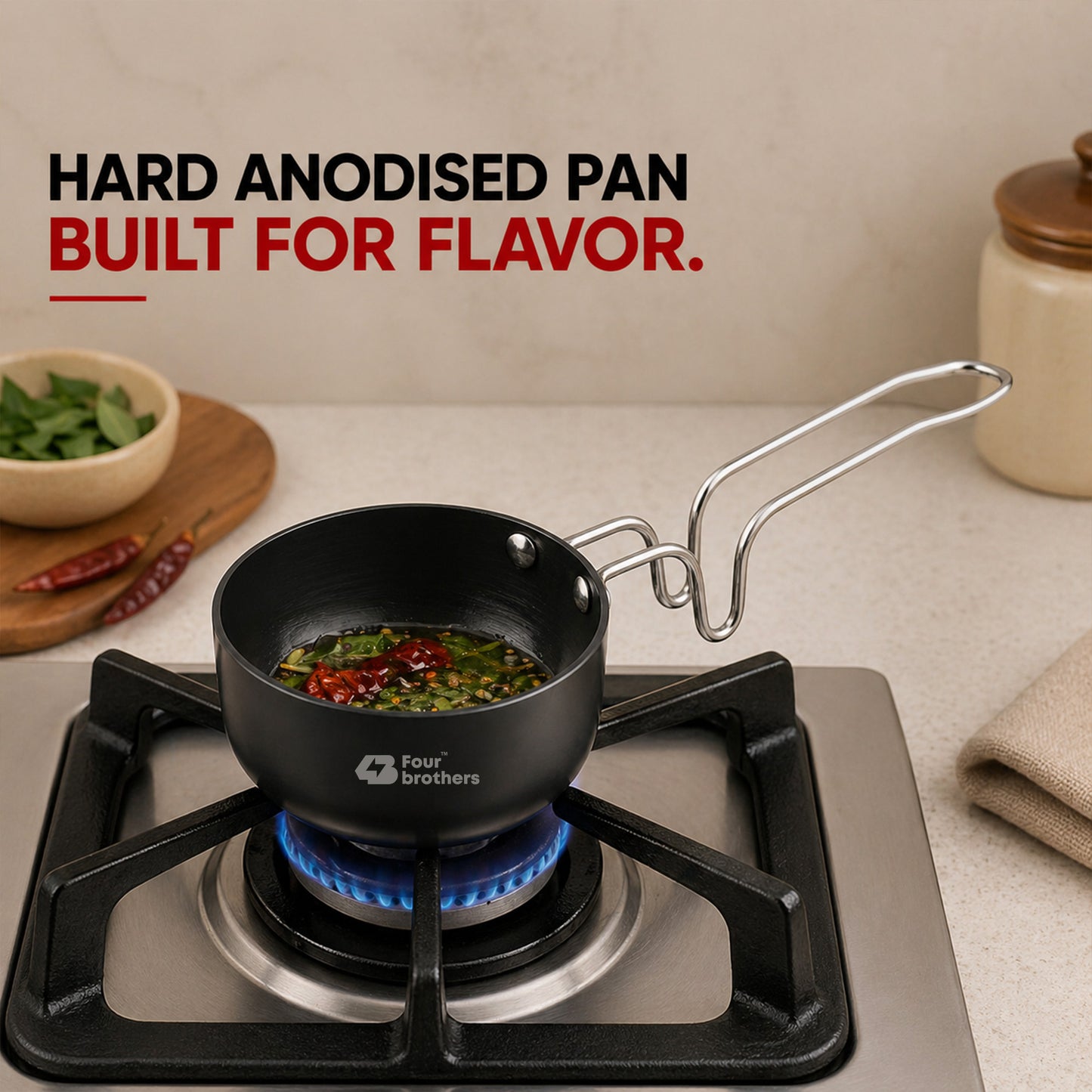 Vagaria Black Hard Anodised Tadka Pan