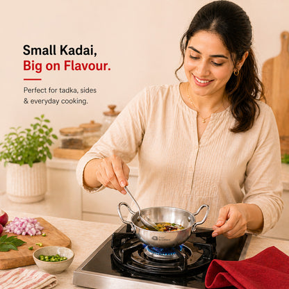 Aluminium Round Bottom Kadai for Kitchen - 3Pcs Set