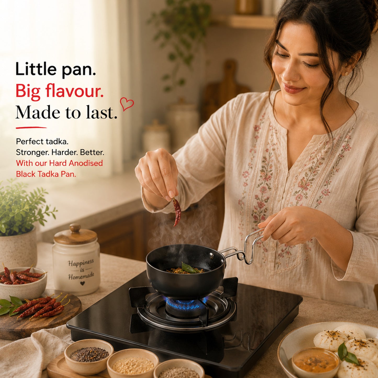 Vagaria Black Hard Anodised Tadka Pan