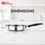 Premium Stainless Steel Frypan, Mirror Polish Finish | Four Brothers