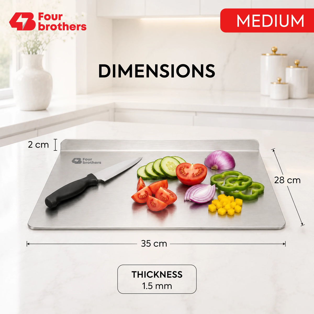 Stainless Steel Multipurpose Worktop Board | Cutting, Rolling & Kneading Platform