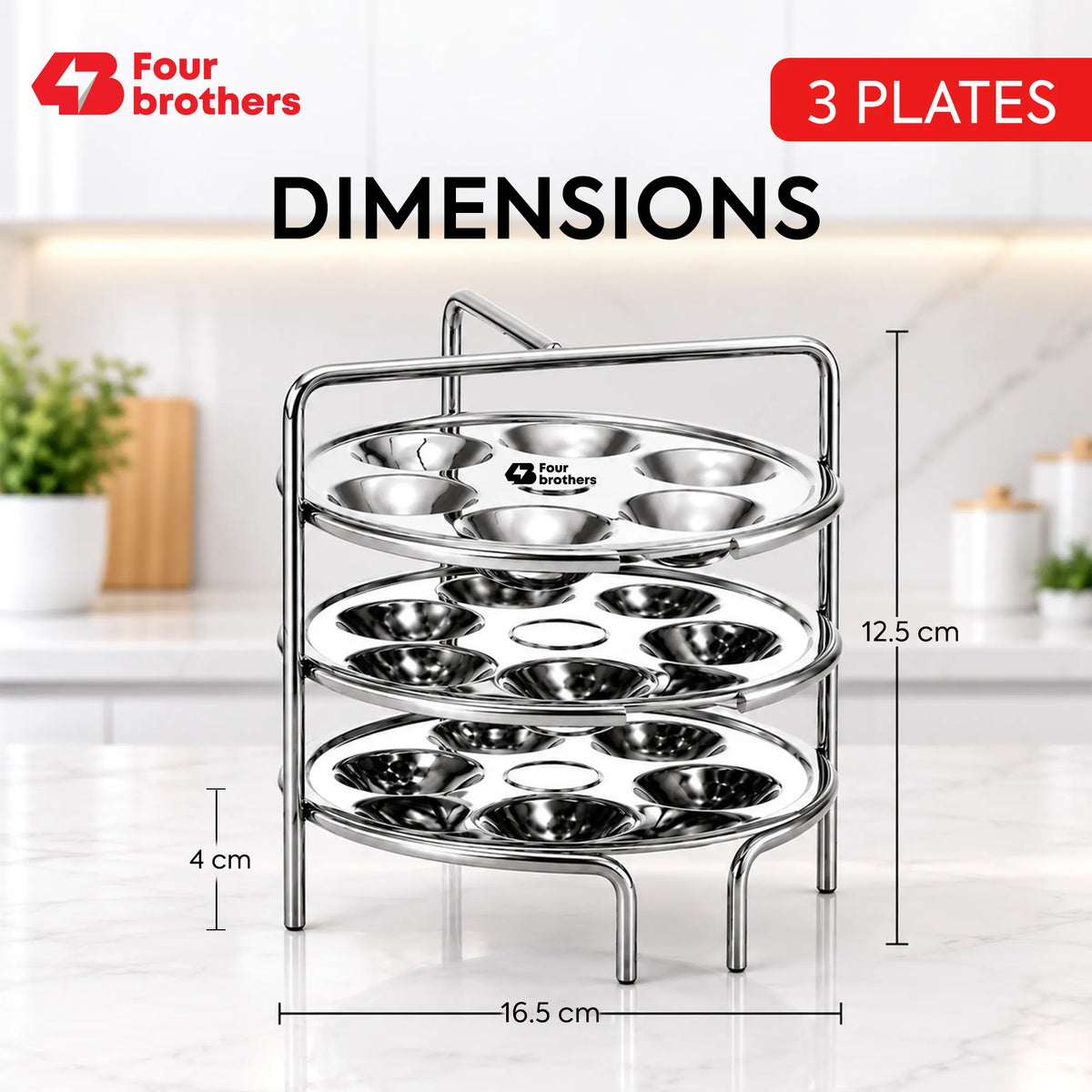 Mini Idly Stand Stainless Steel Steamer Plate, 5 Idlis Per Plate | Four Brothers