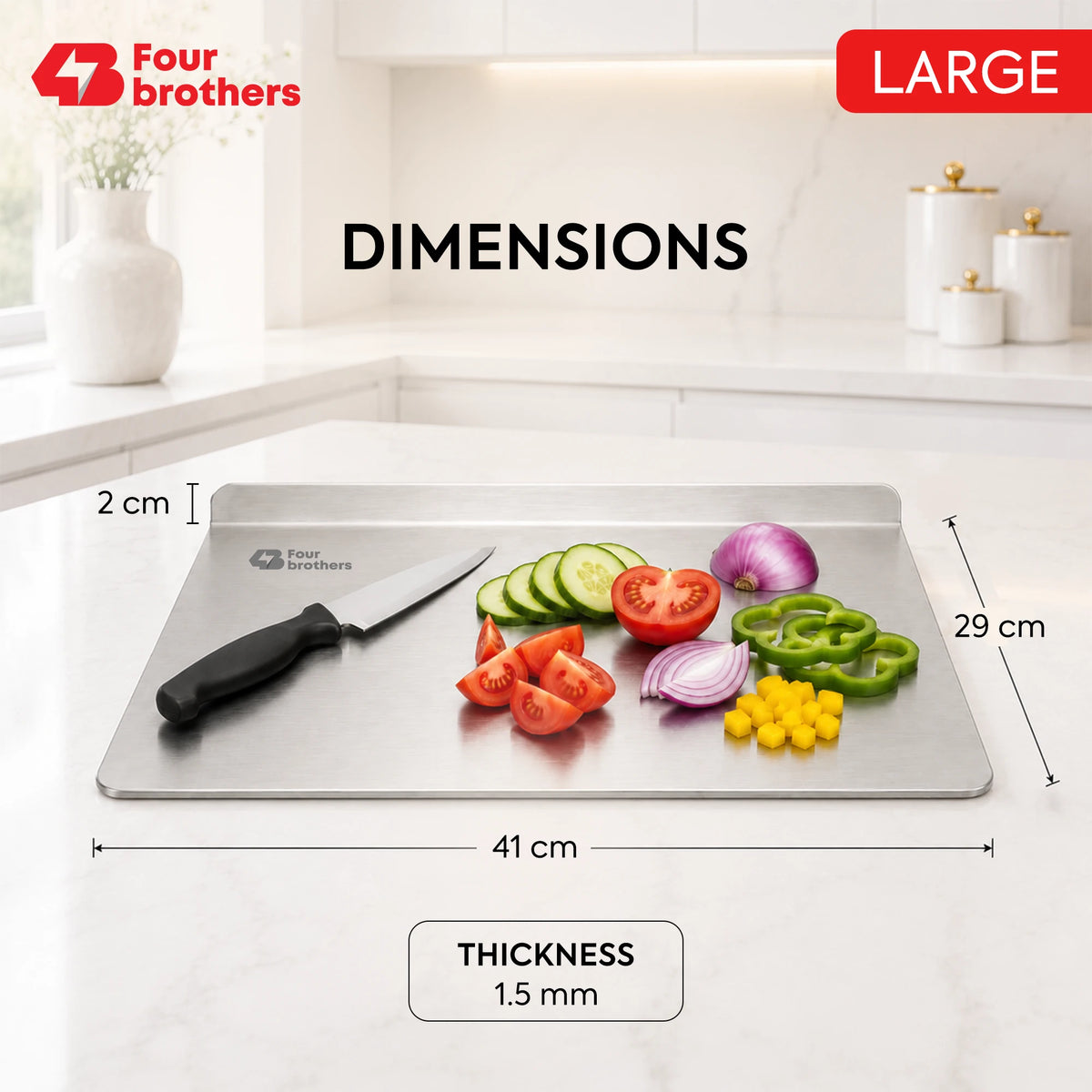 Stainless Steel Multipurpose Worktop Board | Cutting, Rolling & Kneading Platform