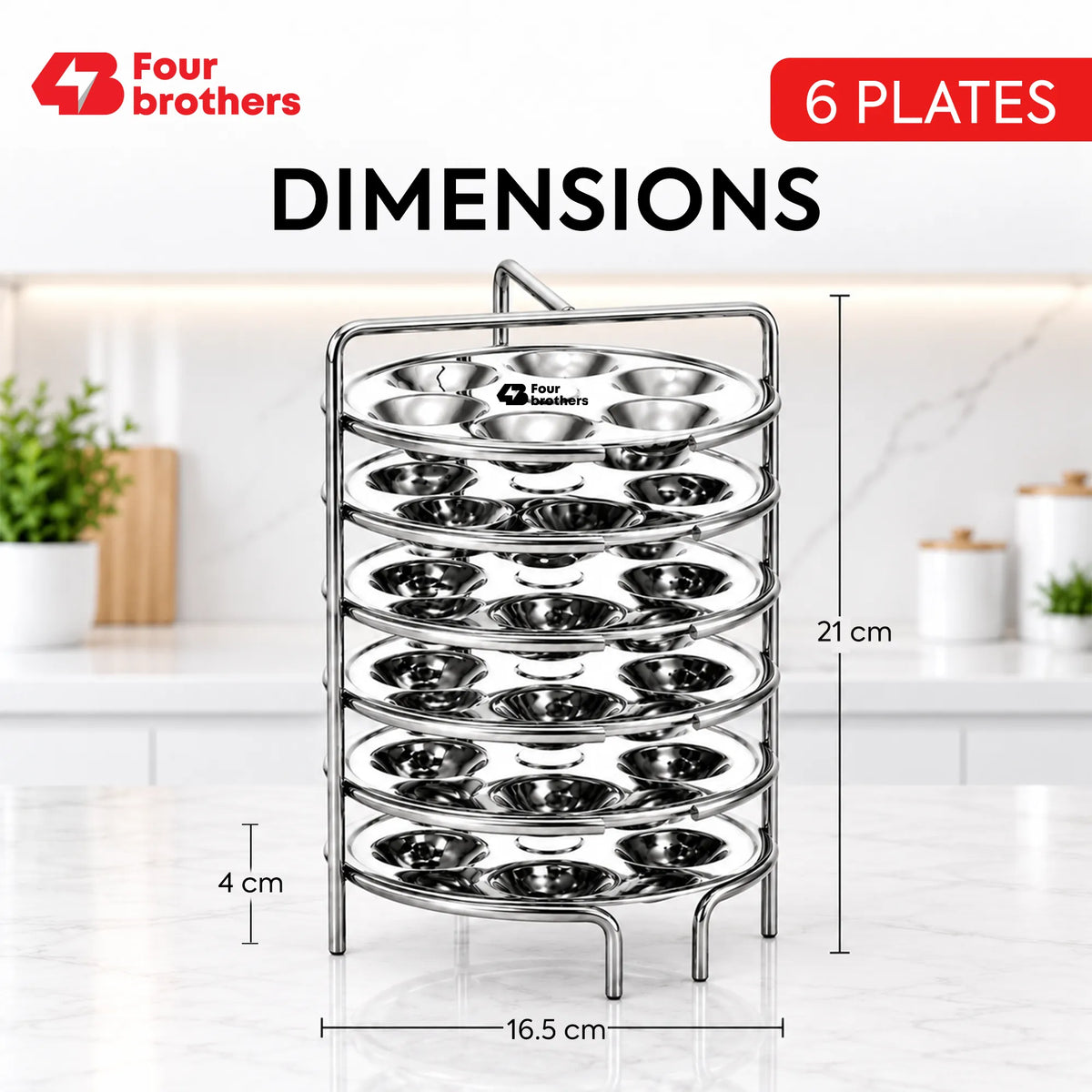 Mini Idly Stand Stainless Steel Steamer Plate, 5 Idlis Per Plate | Four Brothers
