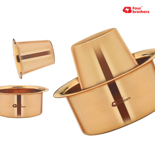 Traditional Pure Brass Coffee Dabra Set — Brew Kaapi The Authentic Way