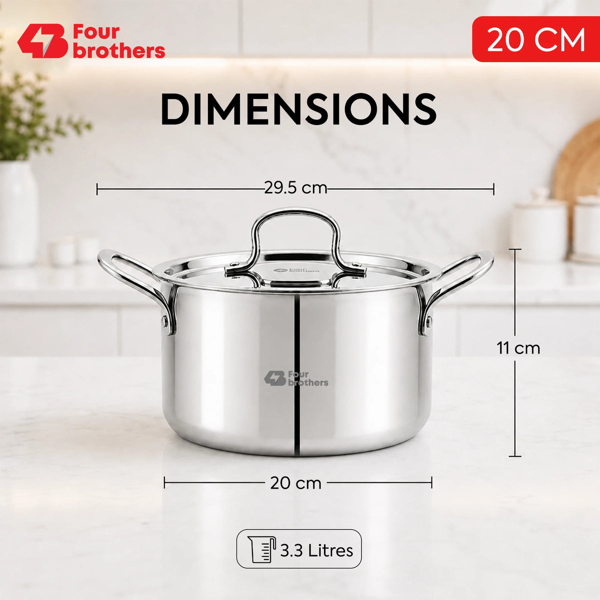 Tri-Ply Stainless Steel Stew Pot with Lid | Four Brothers