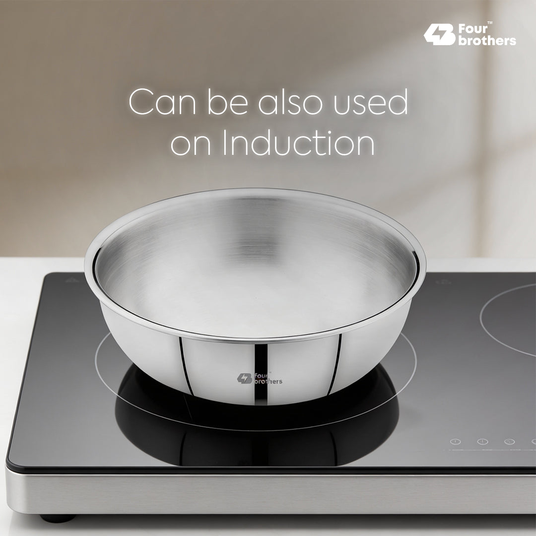 Triply Flat Bottom Tasla with Lid – Induction & Gas Compatible