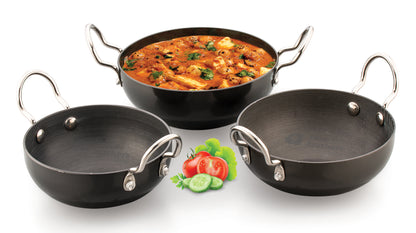 Hard Anodised Kadai 3Pcs Set — Durability Meets Traditional Cooking
