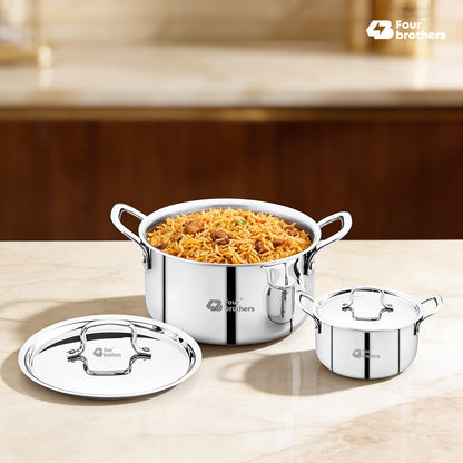 Tri‑Ply Stew Pot with Lid Cover Stainless Steel