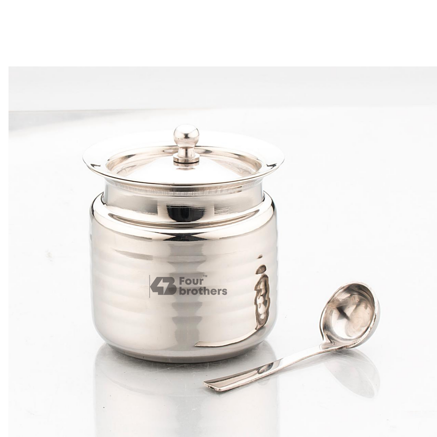 Lotus Stainless Steel Ghee Pot with Spoon