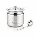 Lotus Stainless Steel Ghee Pot with Spoon | Four Brothers