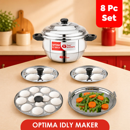 Four Brothers Optima Stainless Steel Idly Maker/Cooker | Induction & Gas Compatible