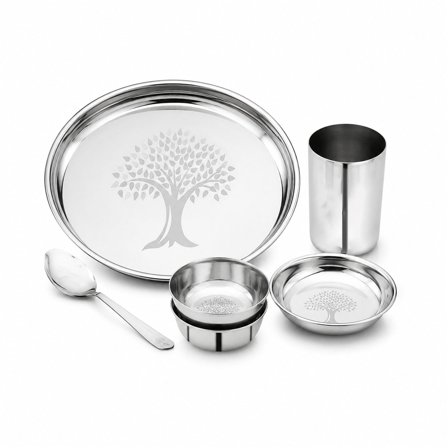 Mily Stainless Steel Thali Set – Laser Print Finish