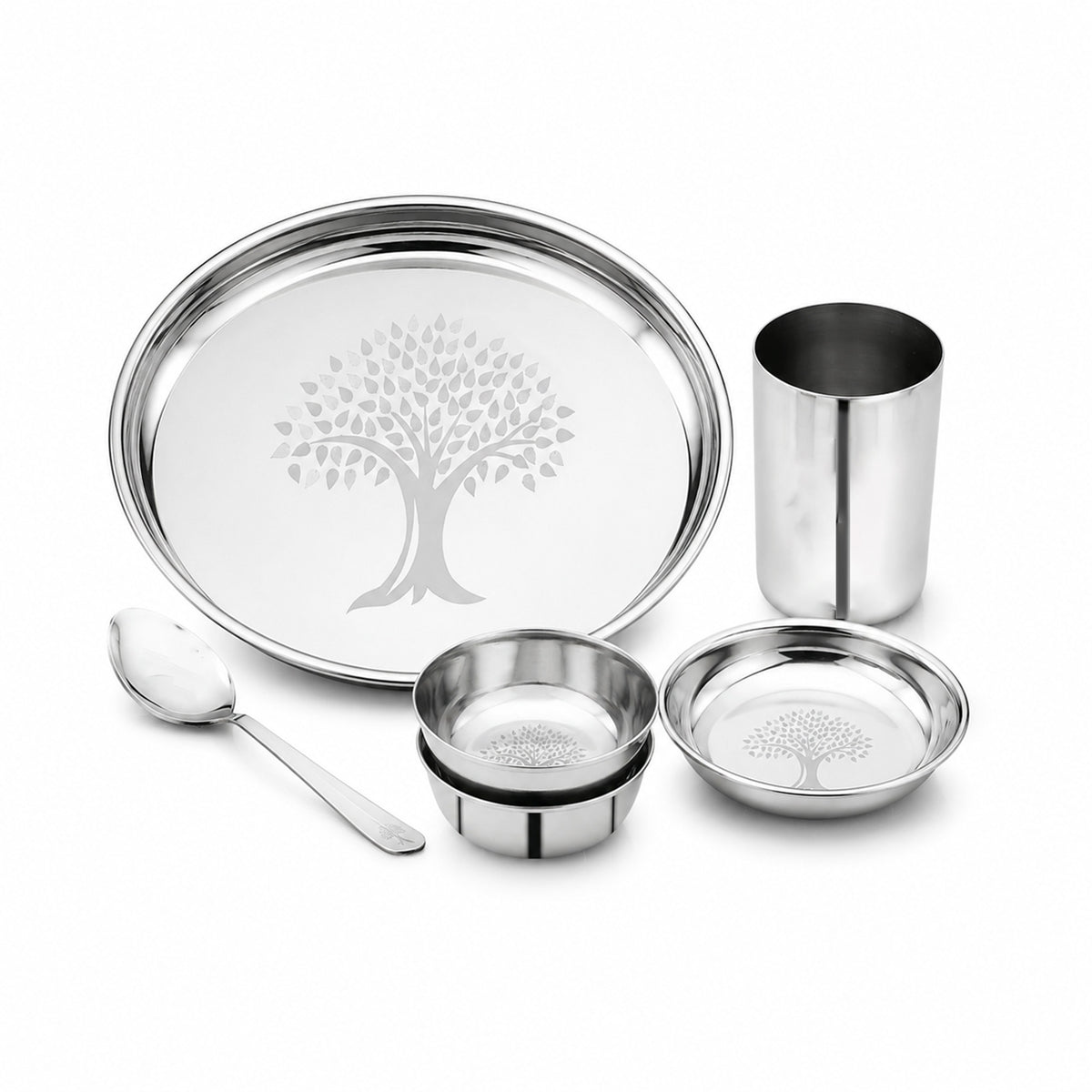 Mily Stainless Steel Thali Set with Laser Print Finish | Four Brothers