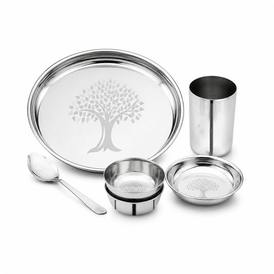 Mily Stainless Steel Thali Set – Laser Print Finish