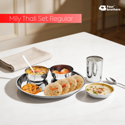 Mily Stainless Steel Thali Set – Regular Finish
