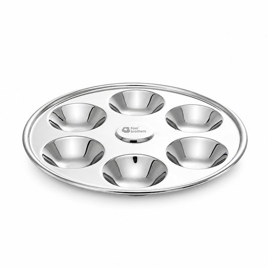 Stainless Steel Mini Idly Plate Set – 6 Idly Capacity