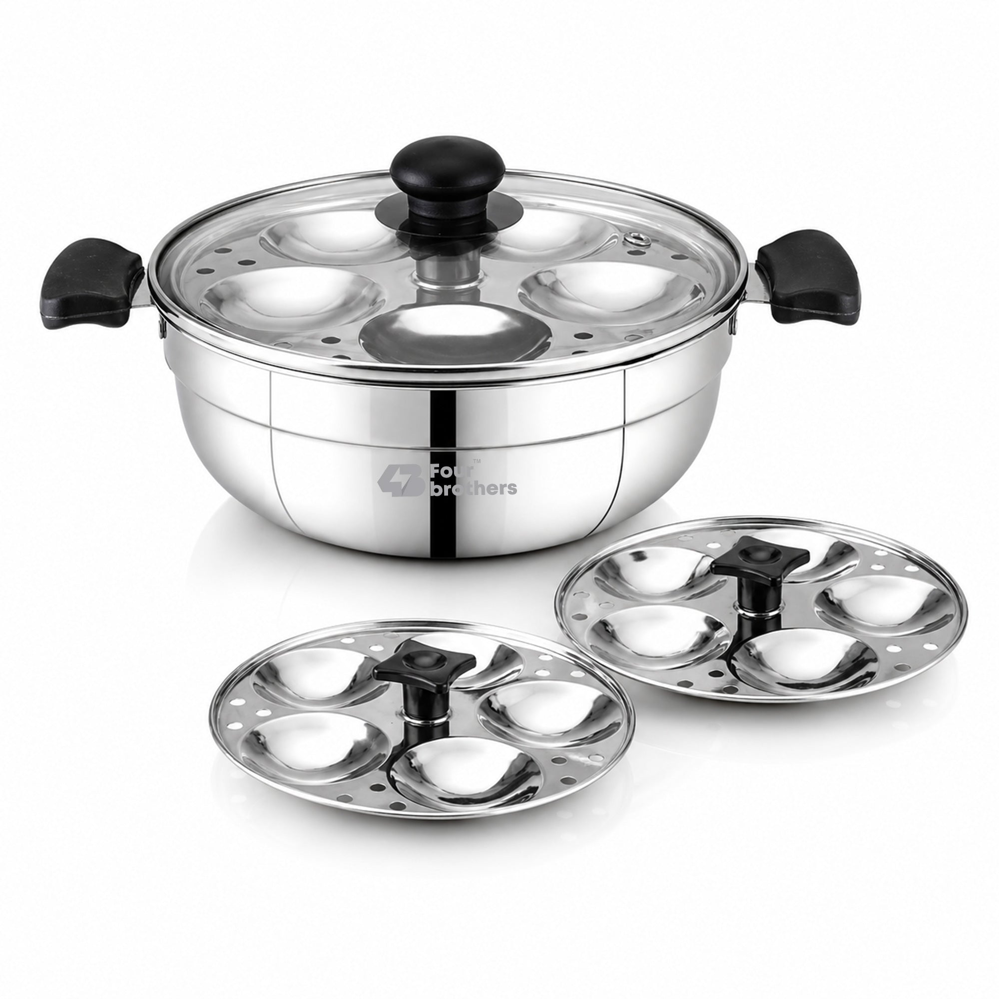 Smart multi kadai and idly pot steamer with glass lid