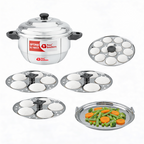 Four Brothers Optima Stainless Steel Idly Maker/Cooker | Induction & Gas Compatible