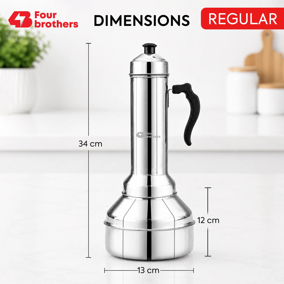 Puttu Kodam Stainless Steel Puttu Maker, Flat and Bulging | Four Brothers