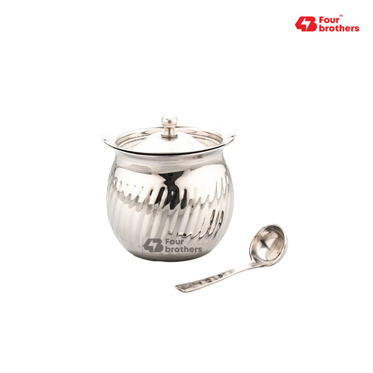 Rotary Stainless Steel Ghee Pot with Spoon