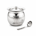 Rotary Stainless Steel Ghee Pot with Spoon | Four Brothers