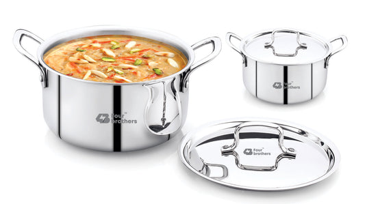 Tri‑Ply Stainless Steel Stew Pot with Lid Cover
