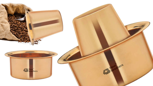 Traditional Pure Brass Coffee Dabra Set — Brew Kaapi The Authentic Way