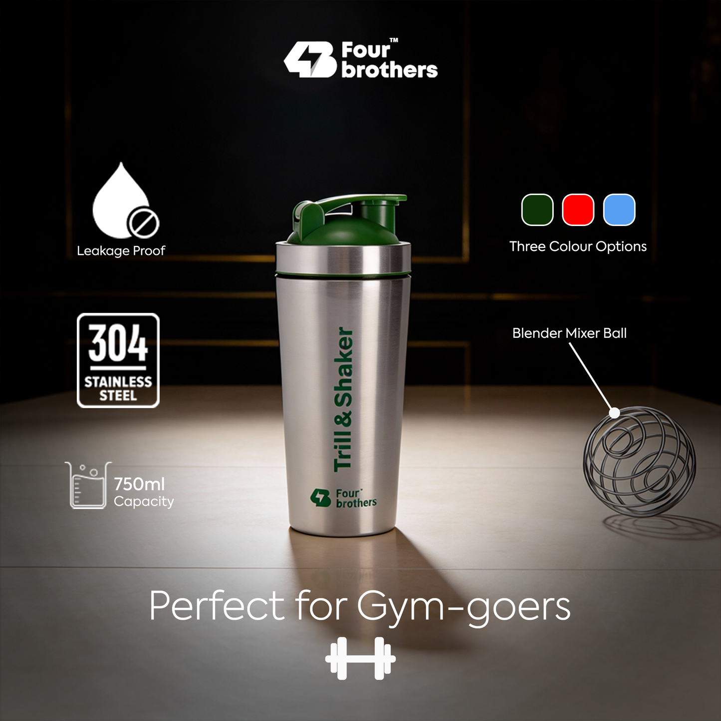 Four Brothers Stainless Steel Trill & Shaker Bottle