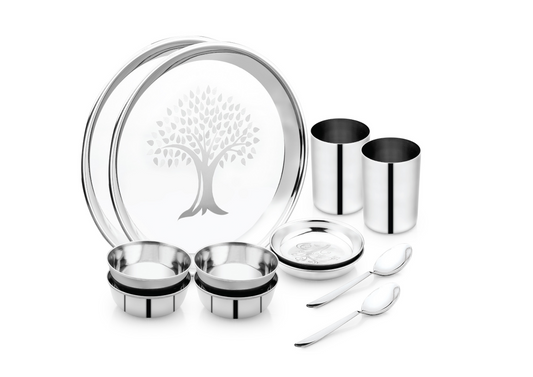 Stainless Steel Thali Set – Laser Print Finish