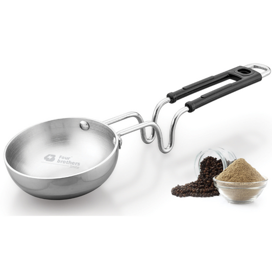 Triply Stainless Steel Tadka Pan – With Stay-Cool Handle | Fast, Even Tempering for Indian Cooking